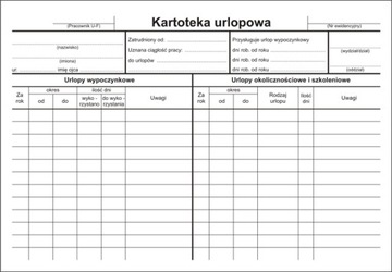 Kartoteka urlopowa offset A5 50 kart Emeko 786