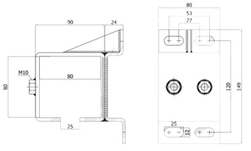 РУЧКА БОКОВАЯ МОНТАЖНАЯ ДЛЯ ПРОФИЛЯ 80x80