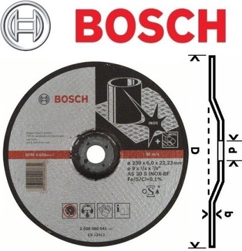 100 ДИСКОВ INOX ДЛЯ ШЛИФОВКИ. 230/6мм BOSCH 2608600541