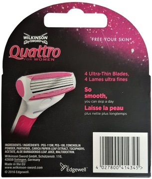 Wilkinson Sword Quattro для женщин Сменные лезвия для бритвы 3s