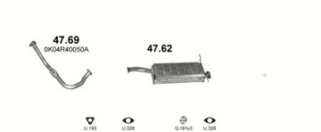 Крышка глушителя Киа Спортейдж. 2.0 дизель 97-03