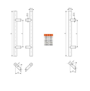 Ручка-ручка INOX, диаметр дверной ручки 32 мм 300/500/45 НЕРЖАВЕЮЩАЯ НЕРЖАВЕЮЩАЯ