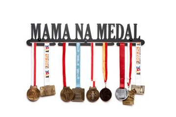Mama na medal #1 - CZARNY Wieszak na medale 60cm