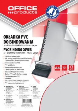 OKŁADKI DO BINDOWANIA A4 FOLIA 200 MIKRONÓW, SZARE TRANSPARENTNE, 100 SZTUK