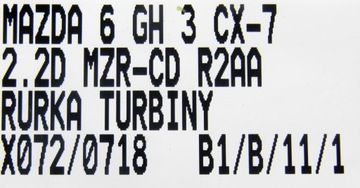 TRUBKA TURBÍNY MAZDA 3 6 CX-7 2.2D MZR-CD R2AA