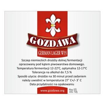 Дрожжи низового брожения GLW35 Gozdawa Beer