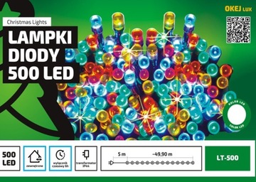 LAMPKI LED 500DIOD ZEWNĘTRZNE WYŁ CZASOWY 50m