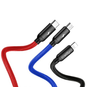 ТЕЛЕФОННЫЙ КАБЕЛЬ BASEUS 3 В 1 USB TYPE C LIGHTNING MICRO USB QC 3,5 А 0,3 М