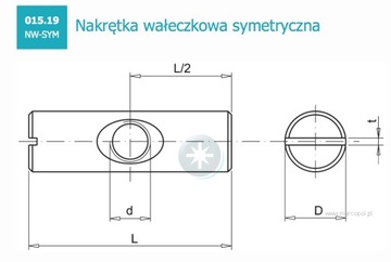 Роликовая гайка M6 x 10 x 16 SYMET. (20шт)