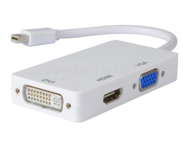 Adapter mini DisplayPort DP do HDMI DVI VGA 3 w 1