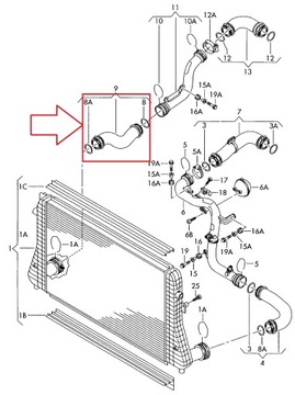 ШЛАНГ ИНТЕРКУЛЕРА A3 VW GOLF V LEON 1K0145832E