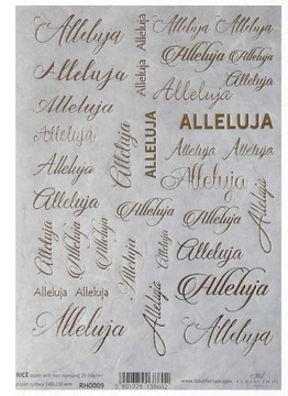 Papier ryżowy HOT PRINTEM A5 RH0009 ALLELUJA złoty