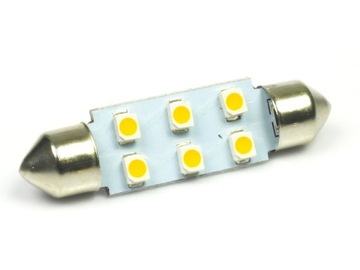C5W 6 LED SMD C10W ŻARÓWKA BIAŁA CIEPŁA 31 mm