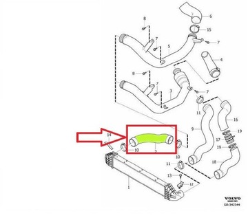 PŘÍVOD INTERCOOLER VOLVO XC60 XC70 2.0D 2.4D