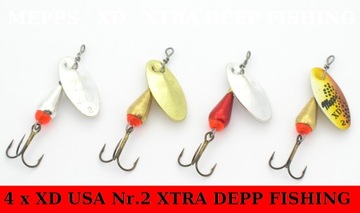 4 x MEPPS XD USA № 2 /5 г XTRA DEEP FISHING /КОРИЧНЕВЫЙ