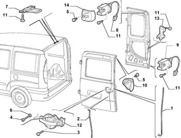 ЗАМОК ДВЕРИ FIAT DOBLO 00> REAR LE DOWN EL