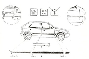 Skoda OCTAVIA I 1996 - 2010 новые боковые молдинги