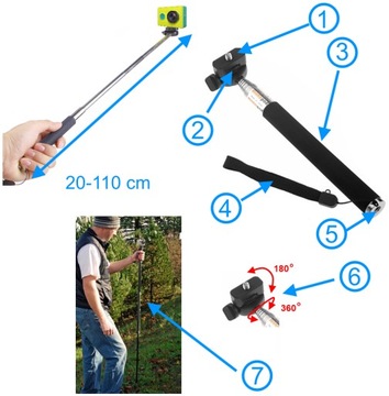 РЕГУЛЯТОРНЫЙ РЕГУЛЯТОР ДЛЯ МОНОПОДА НА ГОЛОВУ НА ГРУДЬ JHOOK комплект XIAOMI YI