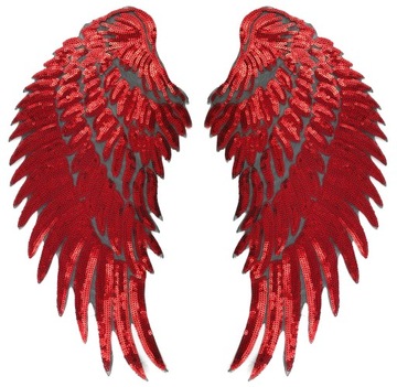 CEKINY czerwone Skrzydła naszywka TERMO 28cm