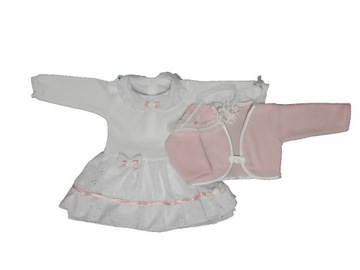 КОМПЛЕКТ BAPTISM LADY WHITE PINK платье, болеро + повязка на голову 62