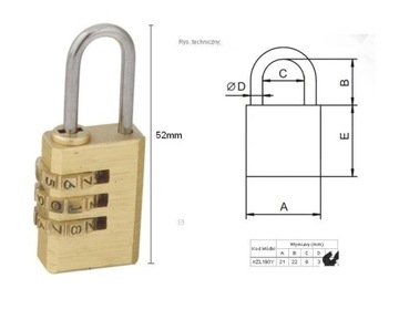 KŁÓDKA SZYFROWA KŁÓDKI NA SZYFR WALIZKOWA LOB