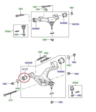 Сайлентблок нижнего поперечного рычага передний Discovery 3, 4