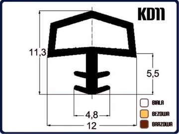 Уплотнитель для деревянных дверей КД11, коричневый, 1 м.