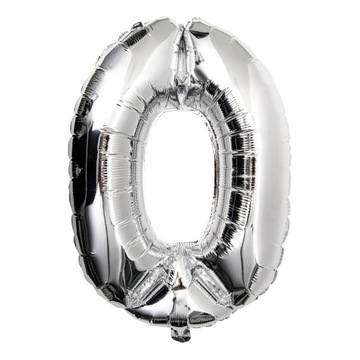 Balon Foliowe Cyferki Foliowy Cyfra 0 Srebrna 40cm
