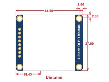 OLED 1,5 дюйма, SPI/I2C, 16 бит, уровень серого, 3,3 В/5 В