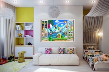 НАСТЕННЫЕ НАКЛЕЙКИ Окно MARIO BROS 20 115x75см