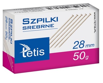 SZPILKI KRAWIECKIE BIUROWE DŁUGIE 28mm 50g TETIS