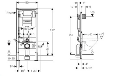 Каркас GEBERIT DUOFIX для унитаза H112 111.060.00.1