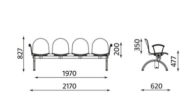 AMIGO 4 ЧЕРНАЯ скамейка ЗАЛ ОЖИДАНИЯ Nowy Styl