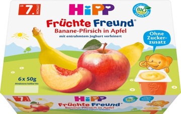 HiPP БИО-десерт с яблоками, бананами, персиками и йогуртом