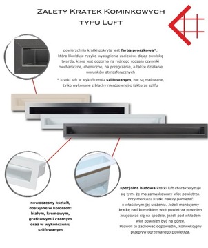 Решетка каминная продольная LUFT 9х60 см 4 цвета!