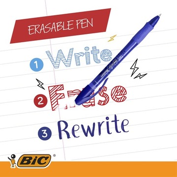 Ручка гелевая, стираемая, автоматическая, автоматический BIC красная 0,7 мм