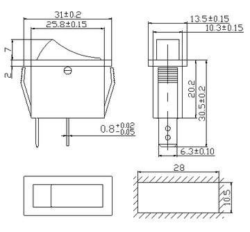 Кулисный переключатель RS101-16C3L 15А 250В