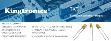 ТАНТАЛОВЫЙ конденсатор THT 47 мкФ, 6,3 В, 2,54 мм. [1 кусок]