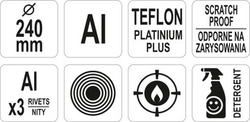 YATO Алюминиевая сковорода TEFLON PLATINUM PLUS 24см
