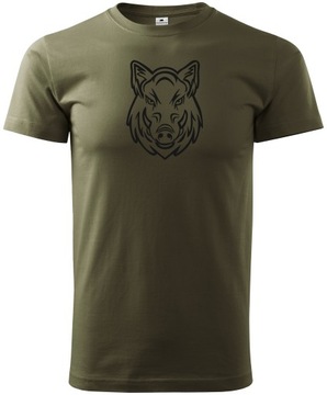 Poľovnícke tričko khaki Tričko pre poľovníka na lov Divoká hlava
