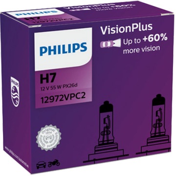 ŻARÓWKI PHILIPS H7 VISION PLUS +60% 12V 55W 2 SZT