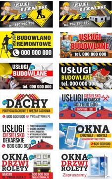 Сплошной рекламный баннер строительных услуг 2,5х1,25м.