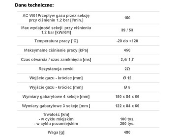 РЕЙКА ВПРЫСКА AC W01 3CYL BFC STAG W 01 2 ОМ