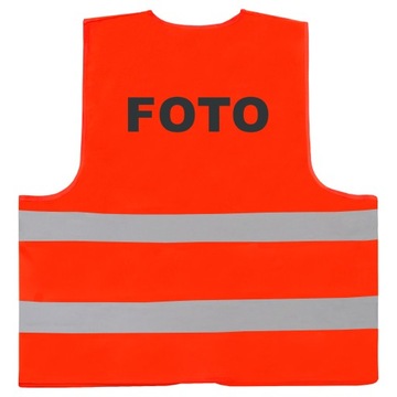 ODBLASKOWA KAMIZELKA POMARAŃCZOWA NADRUK FOTO - M