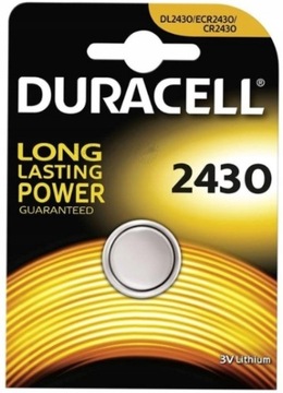 1x BATERIA litowa DURACELL CR 2430 3V 1szt. MOCNA