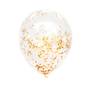 Balony Crystal Clear z Konfetti ZŁOTE GOLD - 5szt