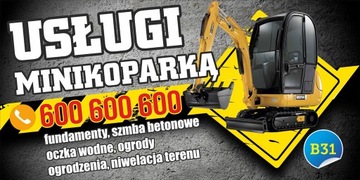 Baner reklamowy - Usługi minikoparką 2,5x1,25m