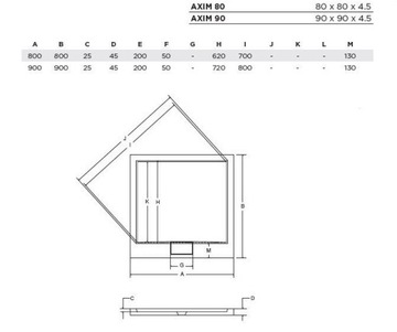 ДУШЕВОЙ ПОДДОН BESCO AXIM SQUARE 80x80 + СИФОН