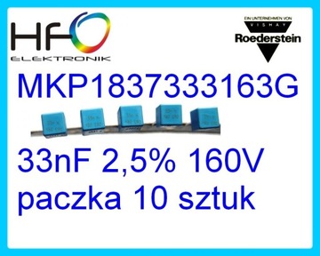 [10шт] Конденсатор 33нФ 160В R-5мм 2,5% MKP1837