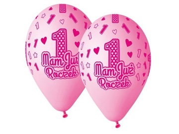 Balony 30cm Mam już Roczek 5szt różowe GS120/MJRR